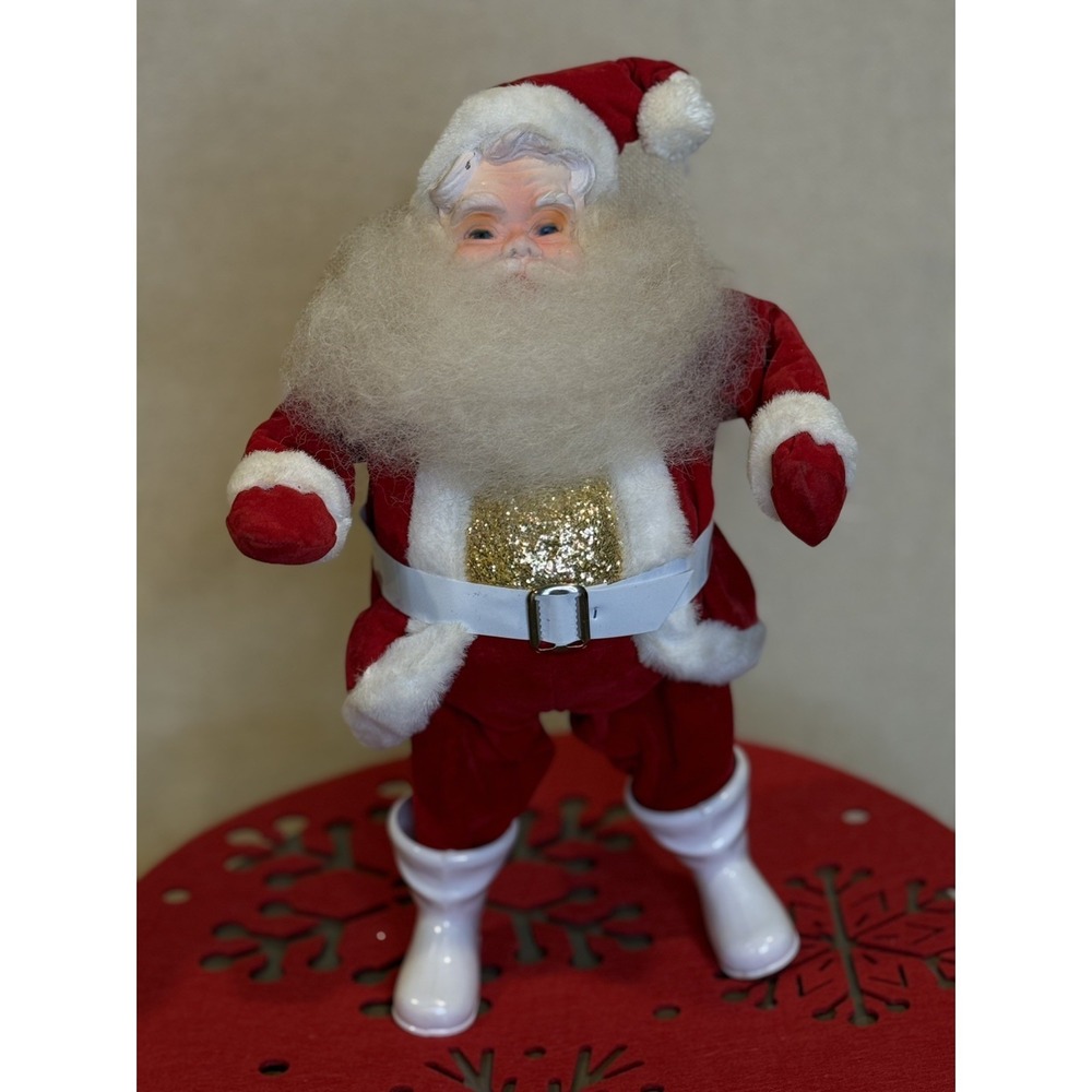 Vintage 14" tall HAROLD GALE SANTA CLAUS w/ Velvet Red & Gold Glitter Vest 1950s
